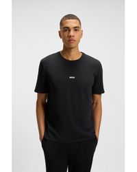 BOSS - Stretch-Cotton Pyjama T-Shirt With Signature-Stripe Tape - Lyst