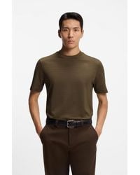 BOSS - Cotton-Silk T-Shirt With Geometric Jacquard - Lyst