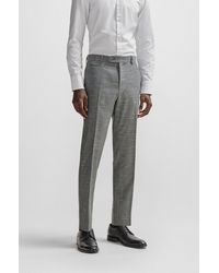 BOSS - Slim-fit Trousers In A Patterned Wool Blend - Lyst