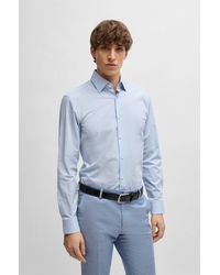 BOSS - Slim-fit Shirt In Striped Easy-iron Stretch Cotton - Lyst