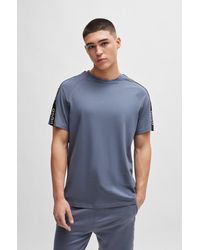 HUGO - Relaxed-fit T-shirt In Stretch Cotton With Logo Tape - Lyst