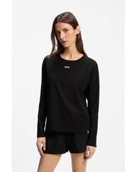 BOSS - Stretch-Cotton Pyjama Top With Logo Print - Lyst