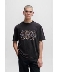 HUGO - Cotton-jersey T-shirt With Stud-effect Artwork - Lyst