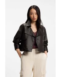 BOSS - Relaxed-Fit Leather Jacket With Trench Styling - Lyst