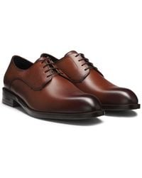 BOSS - Leather Derby Shoes With Stitching Details - Lyst