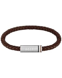 BOSS - Braided-Leather Cuff - Lyst