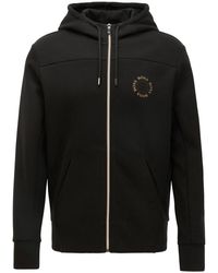 BOSS by Hugo Boss Capuchontrui Met Rits En Gelaagd Metallic Logo - Zwart