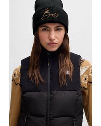 BOSS - Equestrian Ribbed Beanie Hat With Embroidered Logo - Lyst