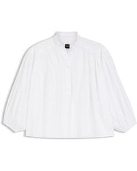 BOSS - Relaxed-Fit Blouse Van Katoen Met Ballonmouwen - Lyst