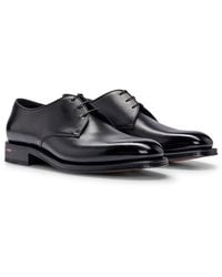 BOSS - Italian-made Derby Shoes In Burnished Leather - Lyst