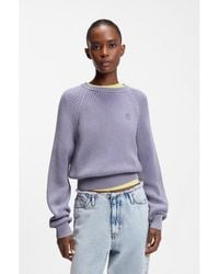 HUGO - Knitted-Cotton Sweater With Happy Logo - Lyst