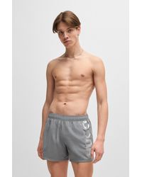 HUGO - Fully Lined Swim Shorts With Vertical Logo - Lyst