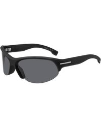 BOSS - Mask-style Sunglasses In Black With Silver-tone Hardware - Lyst
