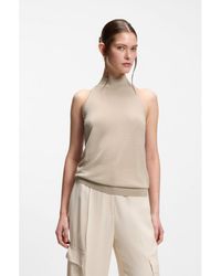 BOSS - Knitted Mock-Neck Top - Lyst
