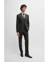 BOSS - Regular-fit Three-piece Suit In Melange Virgin Wool - Lyst