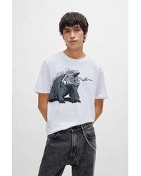 HUGO - Cotton-jersey Regular-fit T-shirt With Seasonal Artwork - Lyst