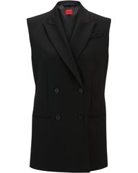 HUGO - Regular-fit Sleeveless Jacket With Double-breasted Front - Lyst