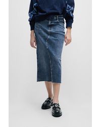BOSS - Slim-fit Midi Skirt In Stretch Denim - Lyst