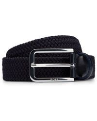 BOSS - Woven Belt With Leather Facings - Lyst