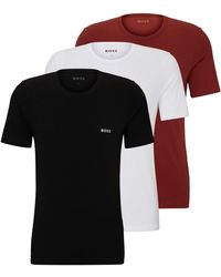 BOSS - Three-pack Of Underwear T-shirts In Cotton Jersey - Lyst