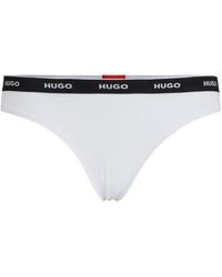 HUGO - String Van Stretchkatoen Met Herhaalde Logo's Op Tailleband - Lyst