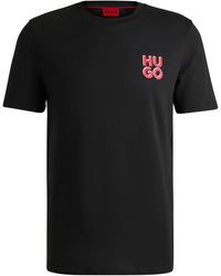 HUGO - T-shirt Van Katoenen Jersey Met Tweedelige Logoprint - Lyst