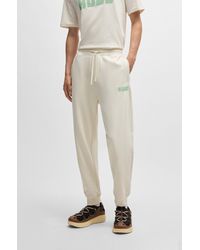 HUGO - Cotton-terry Tracksuit Bottoms With Logo Print - Lyst