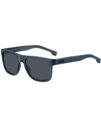 BOSS - Blue-acetate Sunglasses With 3d Logo - Lyst