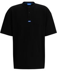 HUGO - Loose-fit T-shirt Van Een Katoenmix Met Henley-halslijn - Lyst