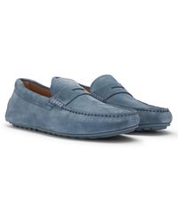BOSS - Suede Moccasins With Penny Trim - Lyst