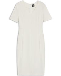 BOSS - Kleid Aus Elastischem Gewebe Mit V-Ausschnitt - Lyst
