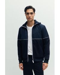 BOSS - Hybrid Zip-up Hoodie With Piping And Raised Logo - Lyst