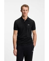 BOSS - Cotton-Piqué Polo Shirt With All-Over Print - Lyst