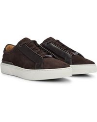 BOSS - Gary Italian-made Trainers In Leather And Suede - Lyst