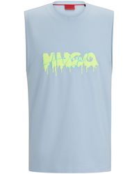 HUGO - Mouwloos T-shirt Van Katoenen Jersey Met Seizoenslogo - Lyst