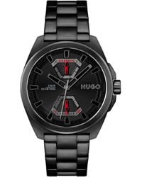 HUGO Analog Quarz Uhr mit Edelstahl Armband 1530244 - Schwarz