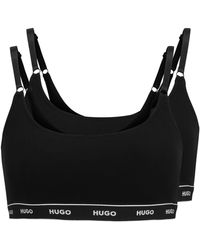 HUGO - Zweier-Pack Bralettes aus Stretch-Baumwolle mit Logo-Band - Lyst