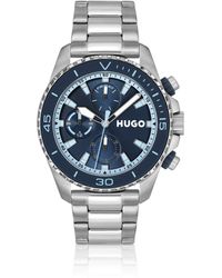 HUGO - Orologio Con Quadrante Blu E Bracciale A Maglie - Lyst