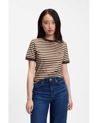 BOSS - Striped Cotton T-Shirt With Chest Pocket - Lyst