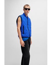 HUGO - Water-repellent Quilted Gilet With Logo Patch - Lyst