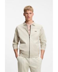 BOSS - Zip-Up Cardigan With Structured Graphic Pattern - Lyst