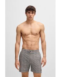 BOSS - Micro-Print Swim Shorts With Logo Badge - Lyst