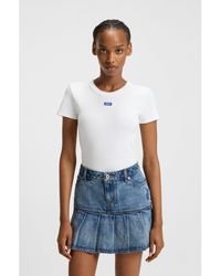 HUGO - Stretch-Cotton Slim-Fit T-Shirt With Logo Badge - Lyst