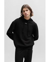 HUGO - Cotton-Terry Relaxed-Fit Hoodie With Logo Print - Lyst