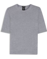 BOSS - Pull En Laine Mérinos Slim À Manches Courtes - Lyst