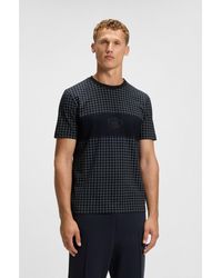 BOSS - Pima-Cotton T-Shirt With Check Print - Lyst