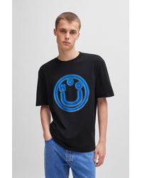 HUGO - Cotton-terry T-shirt With Smiley-face Logo - Lyst