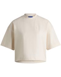 HUGO - T-shirt court en jersey de coton avec badge logoté - Lyst
