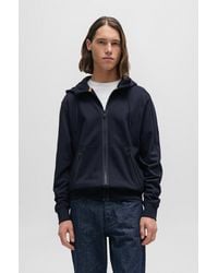 BOSS - Cotton-terry Zip-up Hoodie With Logo Patch - Lyst