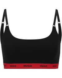 HUGO - Two-pack Of Stretch-cotton Bralettes With Logo Bands - Lyst